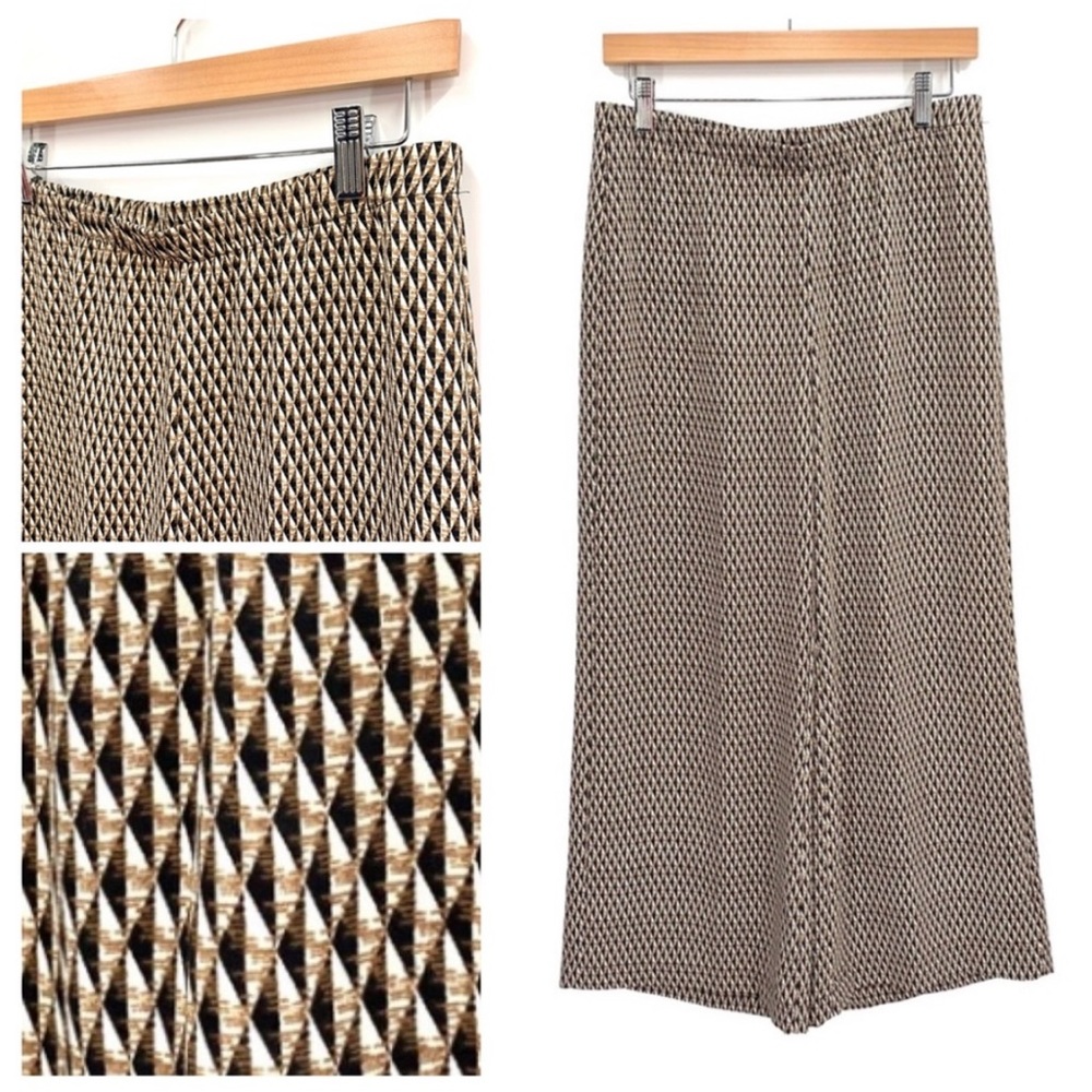 Chico’s Geometric Print Wide Leg Pull On Pants Culottes Size Small - Picture 2 of 16